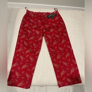 NWT Vintage Ralph Lauren Multicolor cotton stretch Paisley Capri Pants